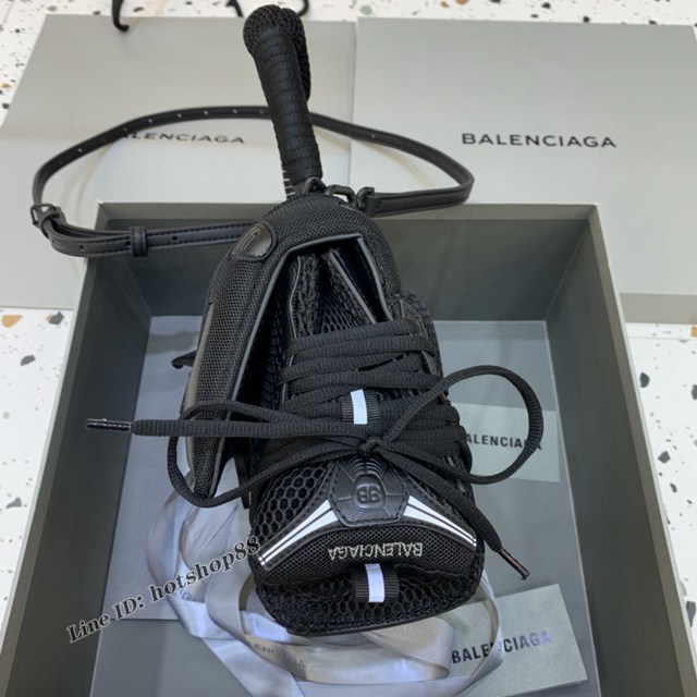 Balenciaga專櫃爆款手提肩背女包 巴黎世家鱷魚紋牛皮黑色Hourglass球鞋沙漏包 fyj1021